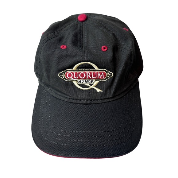 Quorum Cigars Other - Quorum Cigars Hat Mens OSFM Black Baseball Cap Hook Loop Strap Embroidered Logo